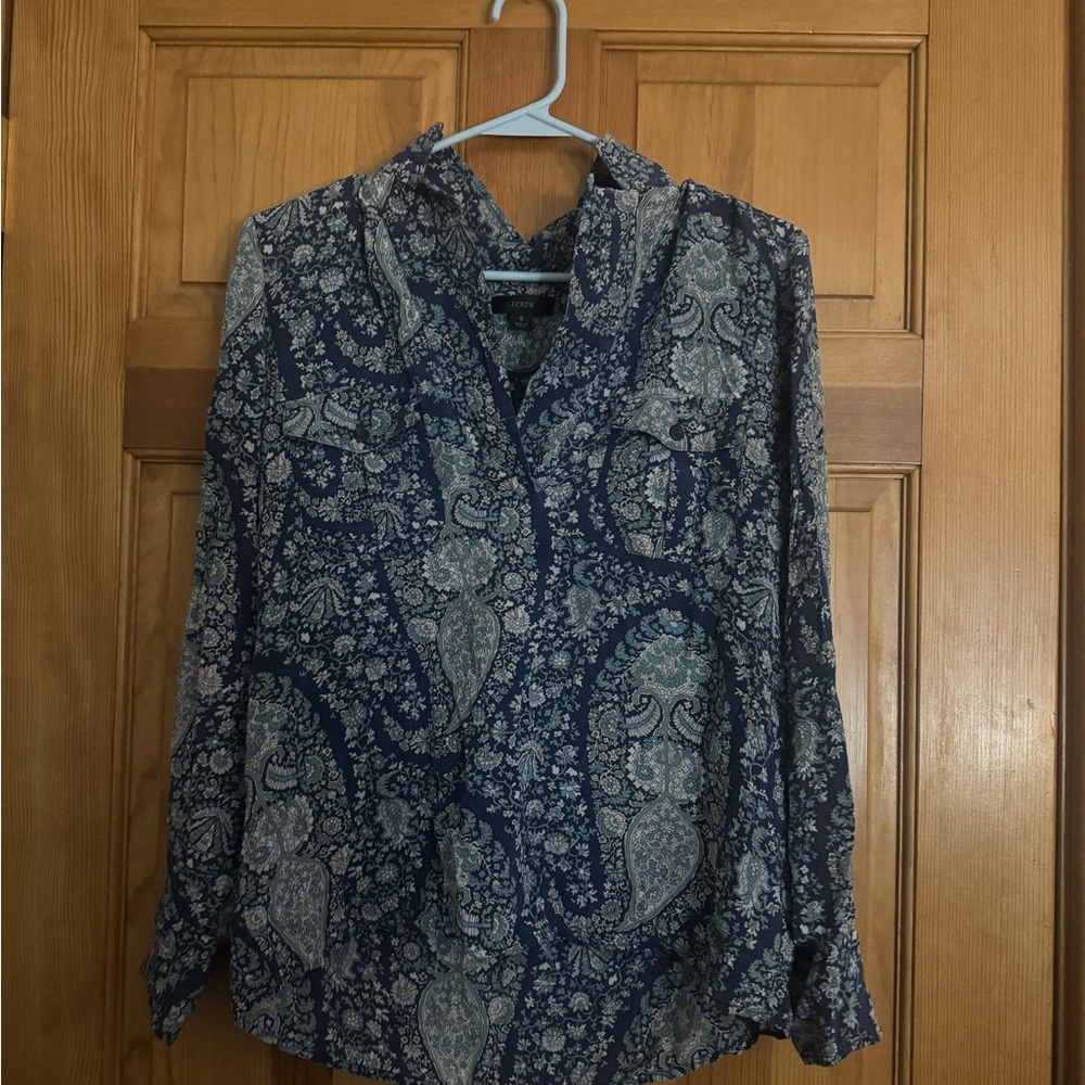 J.CREW Blue Paisley Button-Up Shirt